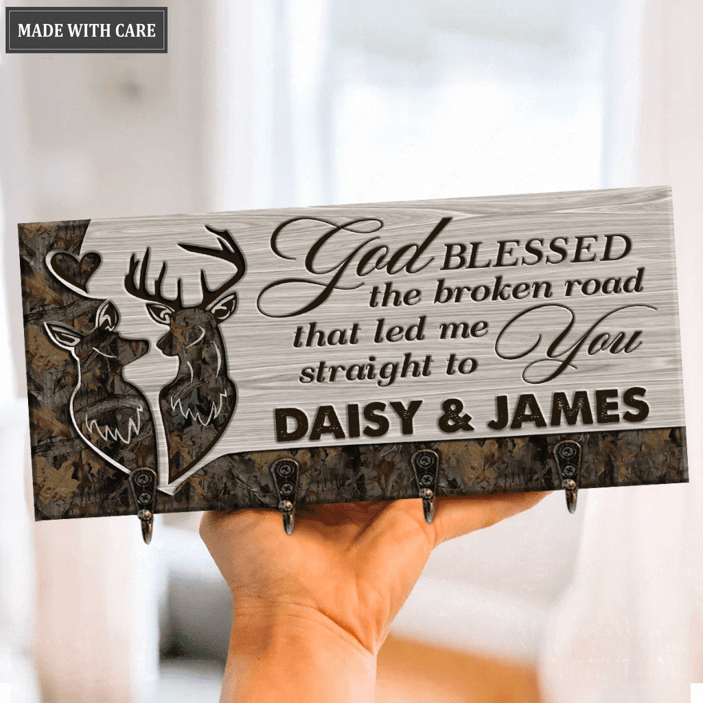 Camo Buck And Doe God Blessed Personalized Key Hanger