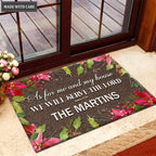 Personalized Holly Steams Poinsettia Serve The Lord Doormat