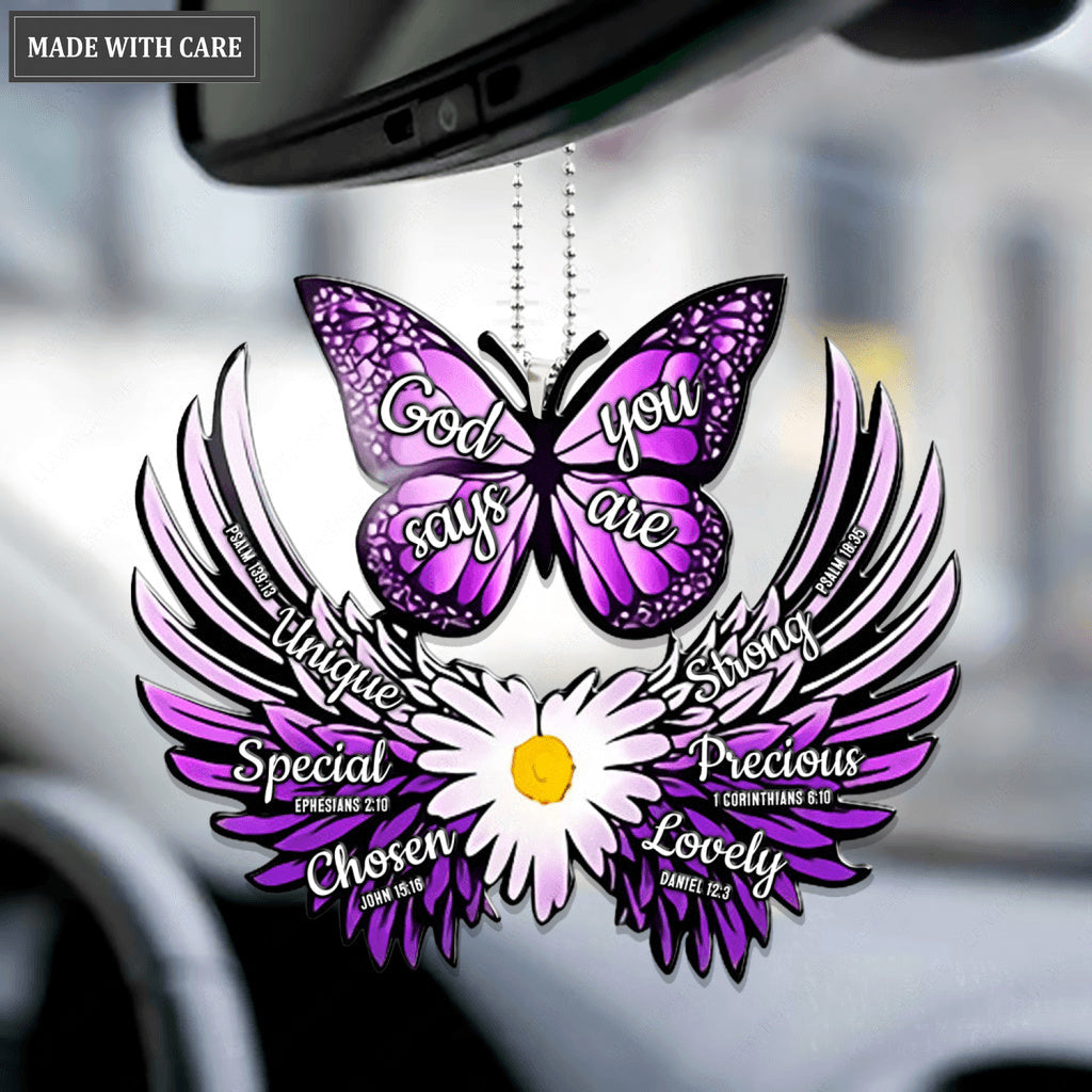 Daisy Purple Butterfly Wings God Says You Are Ornament
