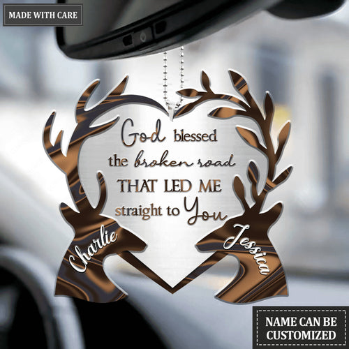 Buck And Doe With Heart God Blessed Personalized Ornament