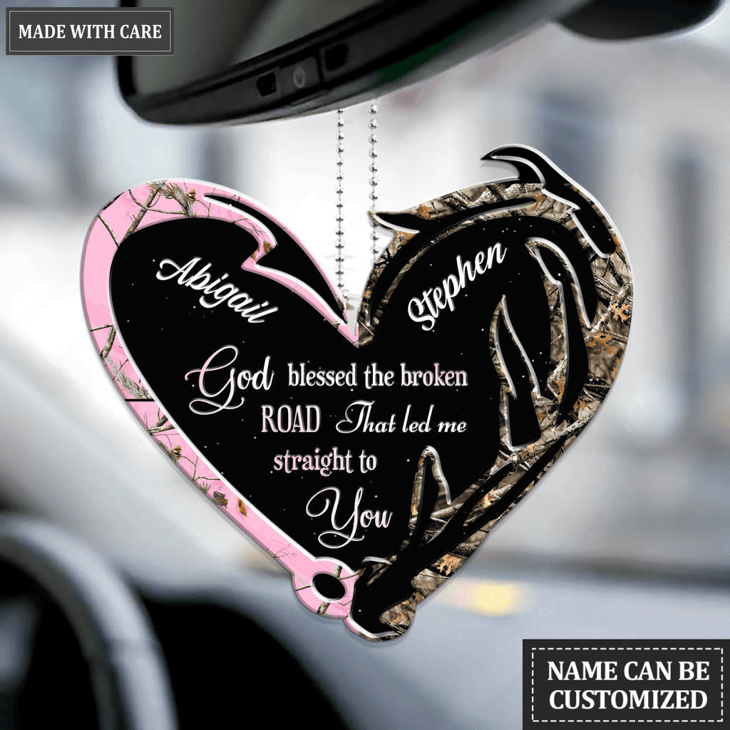 Hook And Antler Heart God Blessed Personalized Ornament