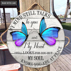 My Mind Butterflies Wood Circle Sign