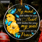 Flower And Butterlfy My Soul Knows You Are At Peace Transparent Ornament