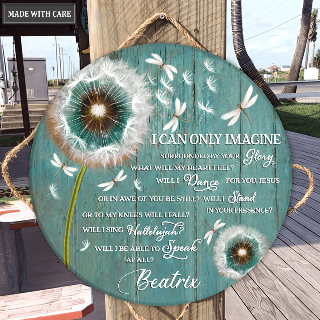 Personalized Dandelion By Glory Wood Circle Sign