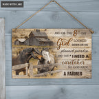 Personalized God Made A Farmer Wood Rectangle Sign