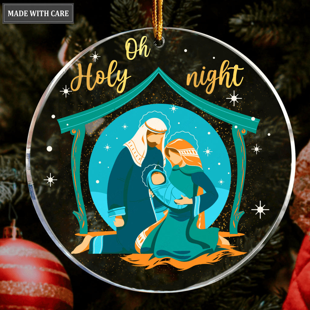 Native Scene Christmas Oh Holy Night Transparent Ornament