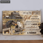 Personalized God Made A Farmer Wood Rectangle Sign