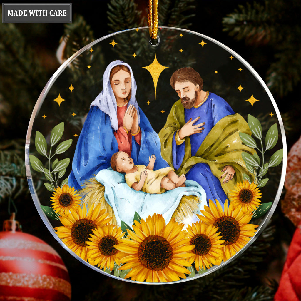 Sunflower Native Scene Christmas Holy Night Transparent Ornament