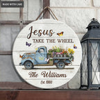 Personalized Take The Wheel Wood Circle Sign
