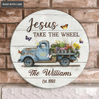 Personalized Take The Wheel Wood Circle Sign