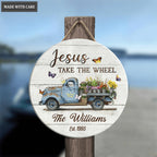 Personalized Take The Wheel Wood Circle Sign