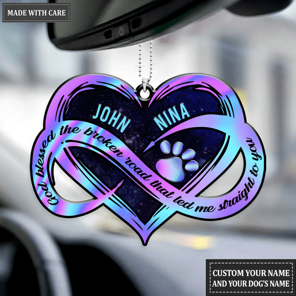 Personalized Dog Lovers Hologram Infinity Heart Ornament