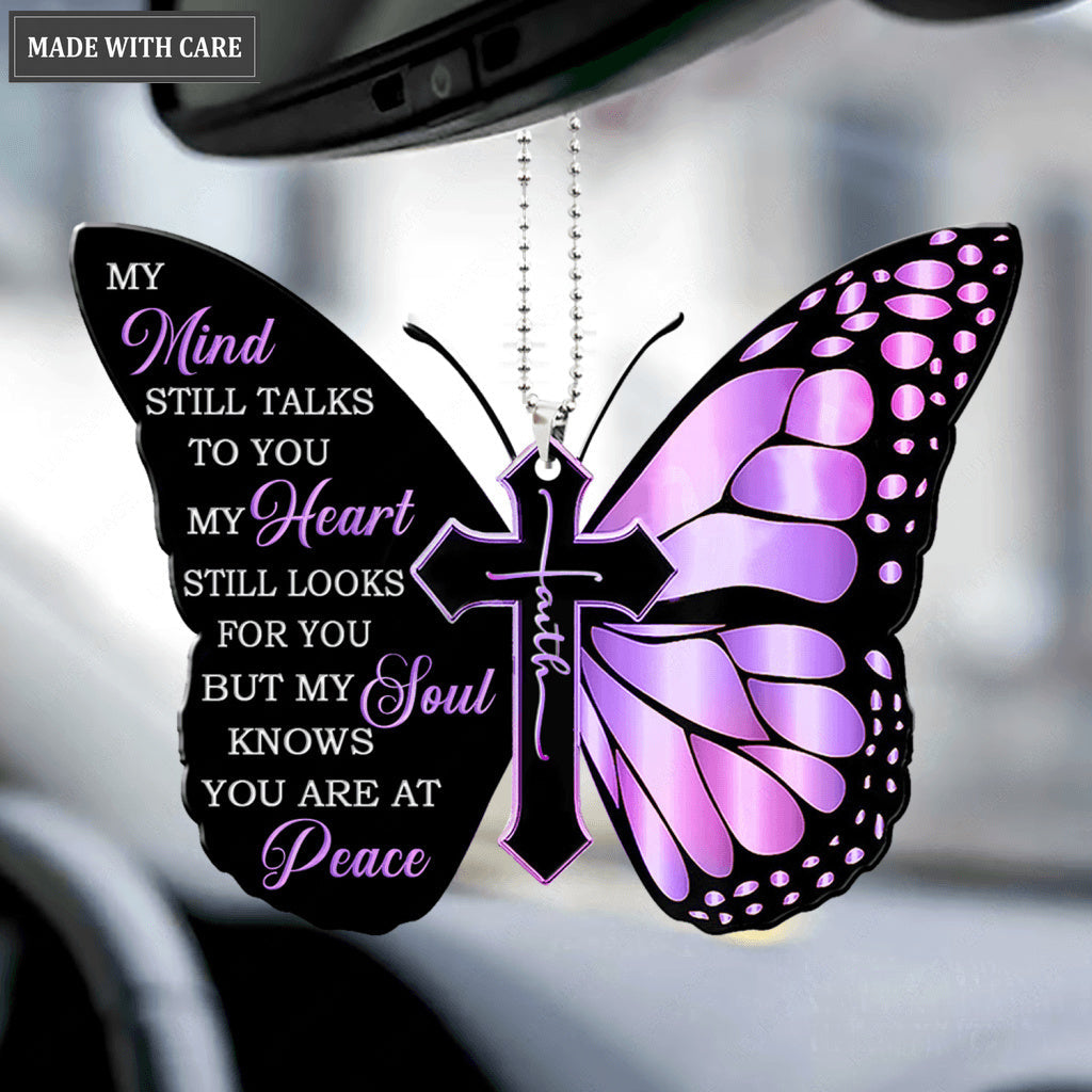 Purple Butterfly My Mind My Heart My Soul Ornament