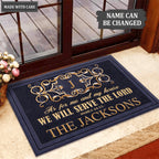 Elegant Navy Exterior Decor Monogrammed Serve The Lord Personalized Doormat