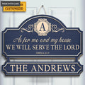 Personalized Serve The Lord Family Home Shaped Wood Sign