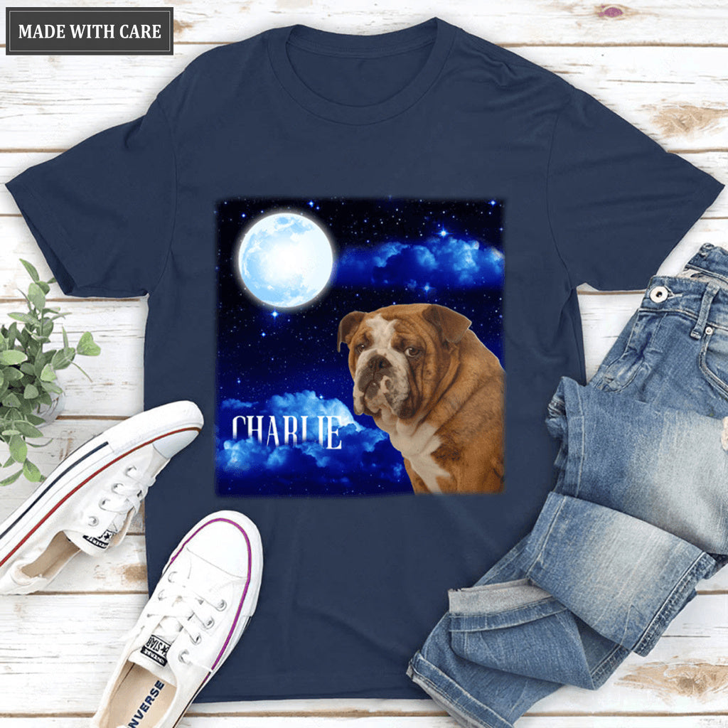 Custom Pet Portrait Shirt Go To The Moon - Personalized Custom Unisex T-Shirt
