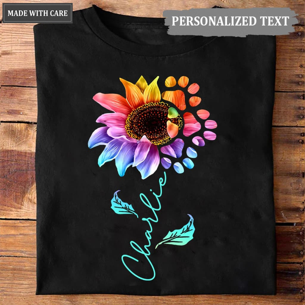 Rainbow Dog Sunflower - Personalized Custom Unisex T-Shirt/Hoodie