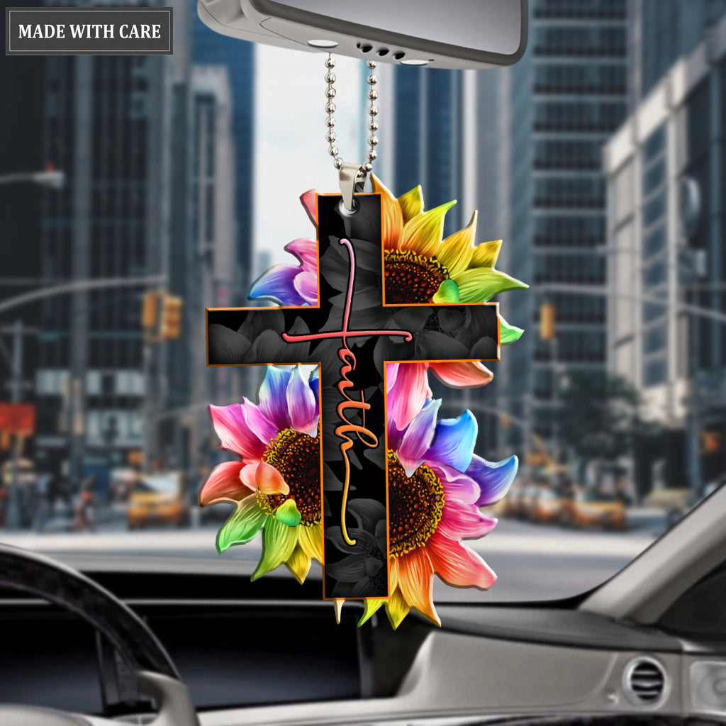 Faith Rainbow Sunflower Car Hanging Ornament