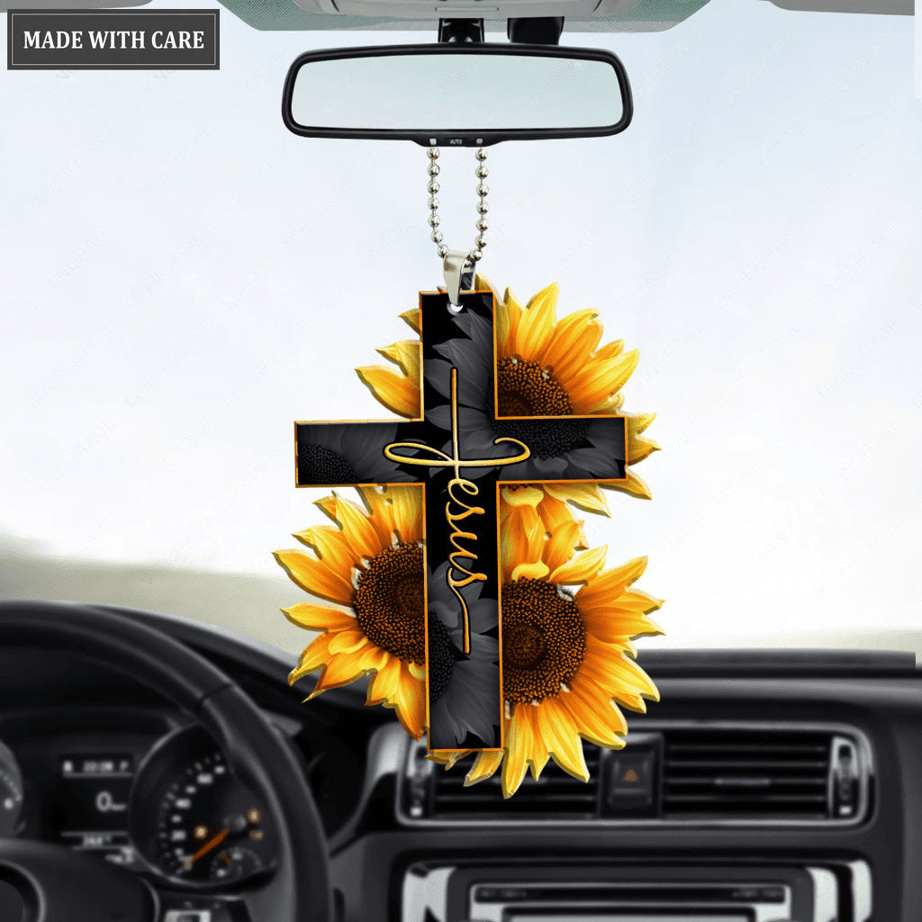Jesus Cross Sunflower Ornament