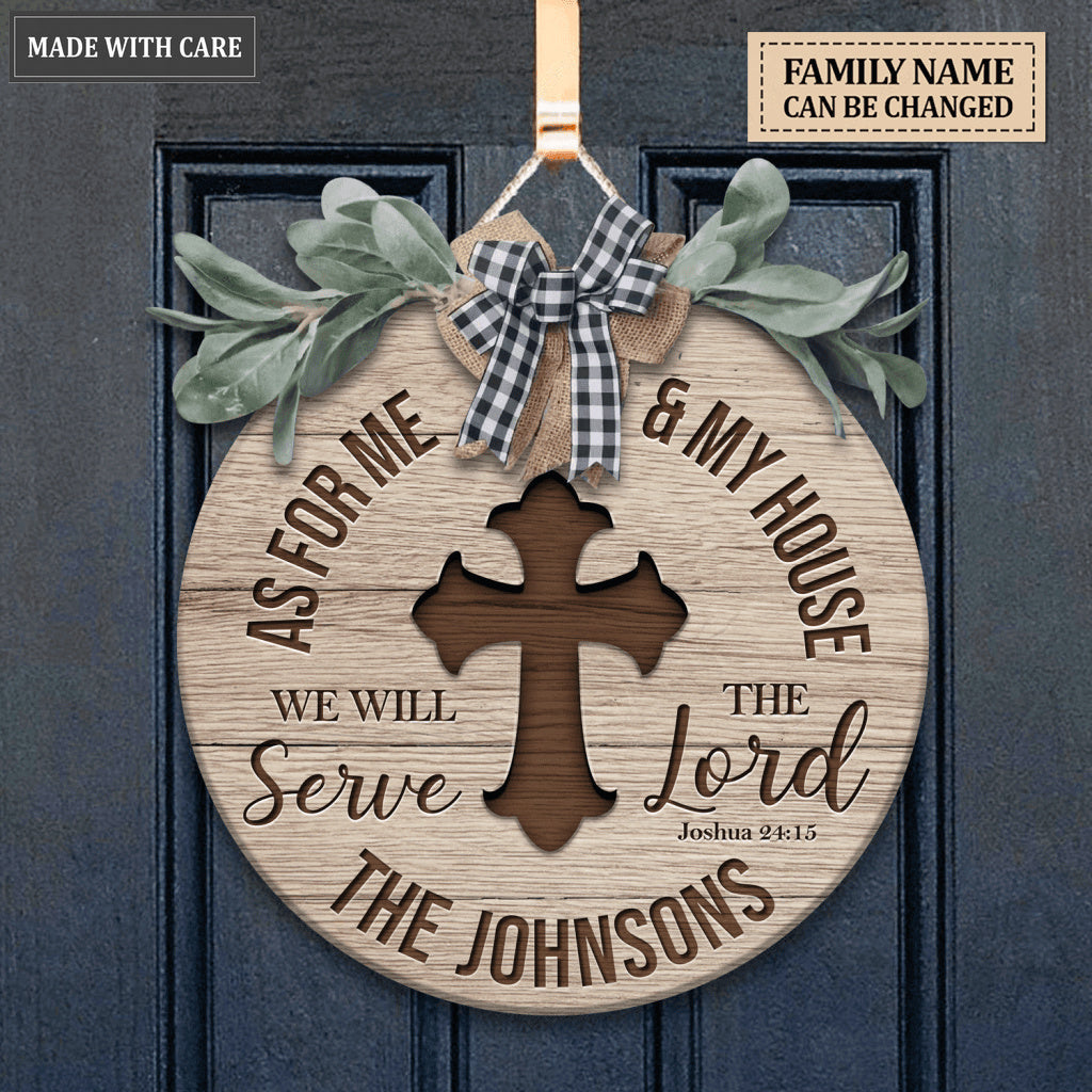 Personalized Serve The Lord Wood Circle Sign