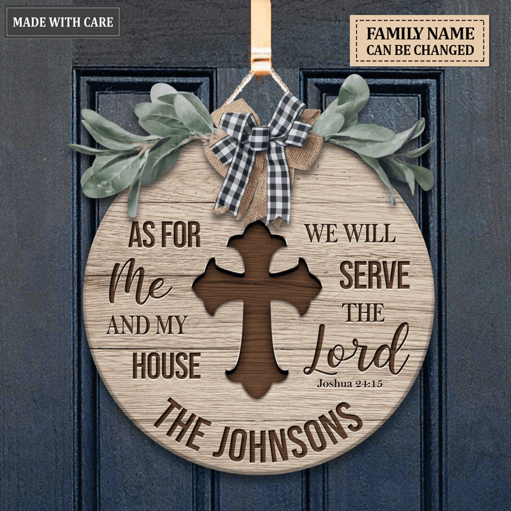 Personalized We Will Serve The Lord Wood Circle Sign