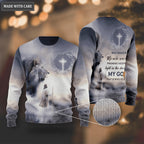 Blue Lion Christ Jesus Cross Way Maker Miracle Worker Wool Sweatshirt