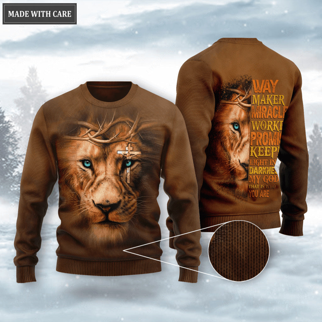 Cross Lion Crown Way Maker Miracle Worker Wool Sweatshirt