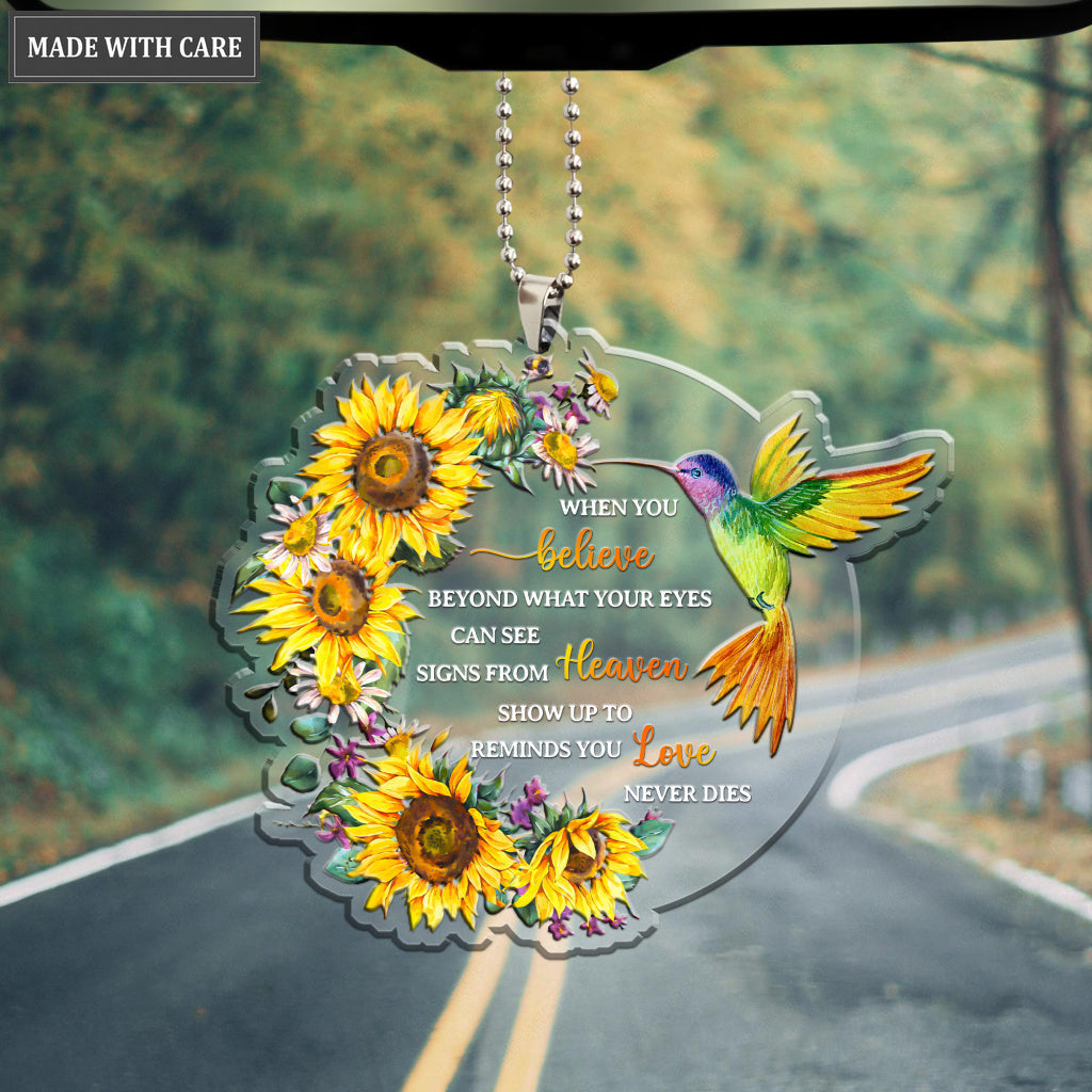 Sunflower Hummingbird When You Believe Ornament
