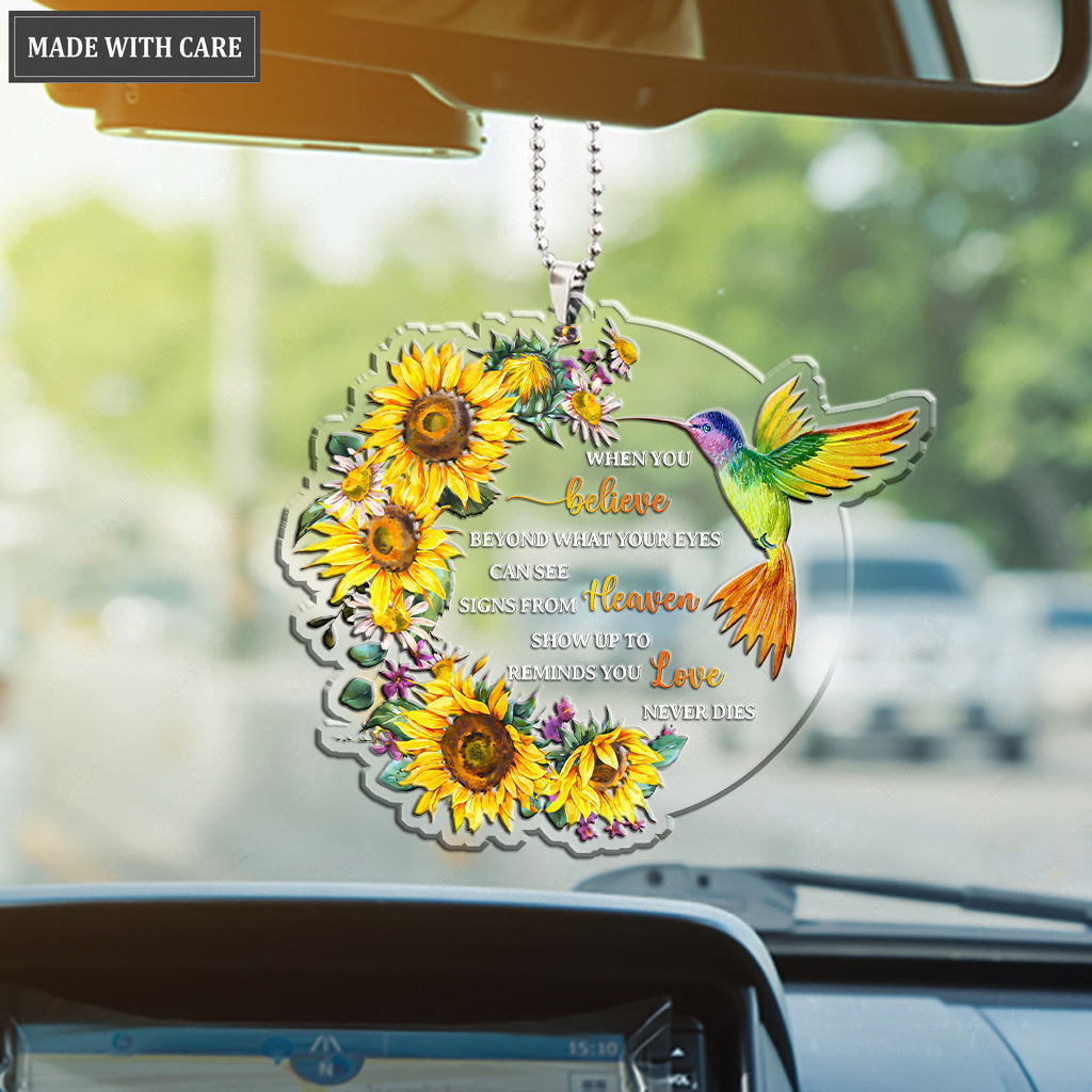 Sunflower Hummingbird When You Believe Ornament