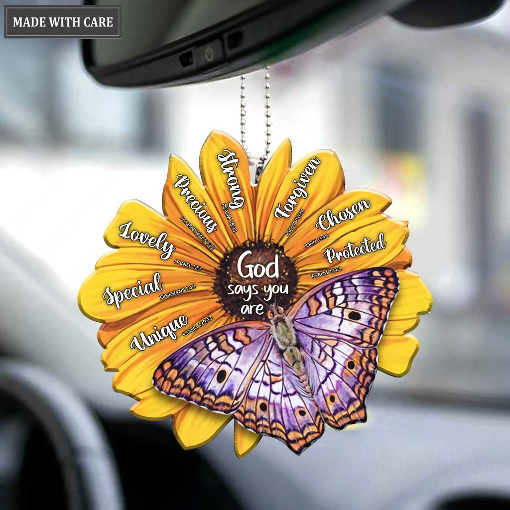 Butterfly On Sunflower God Says You Are Ornament
