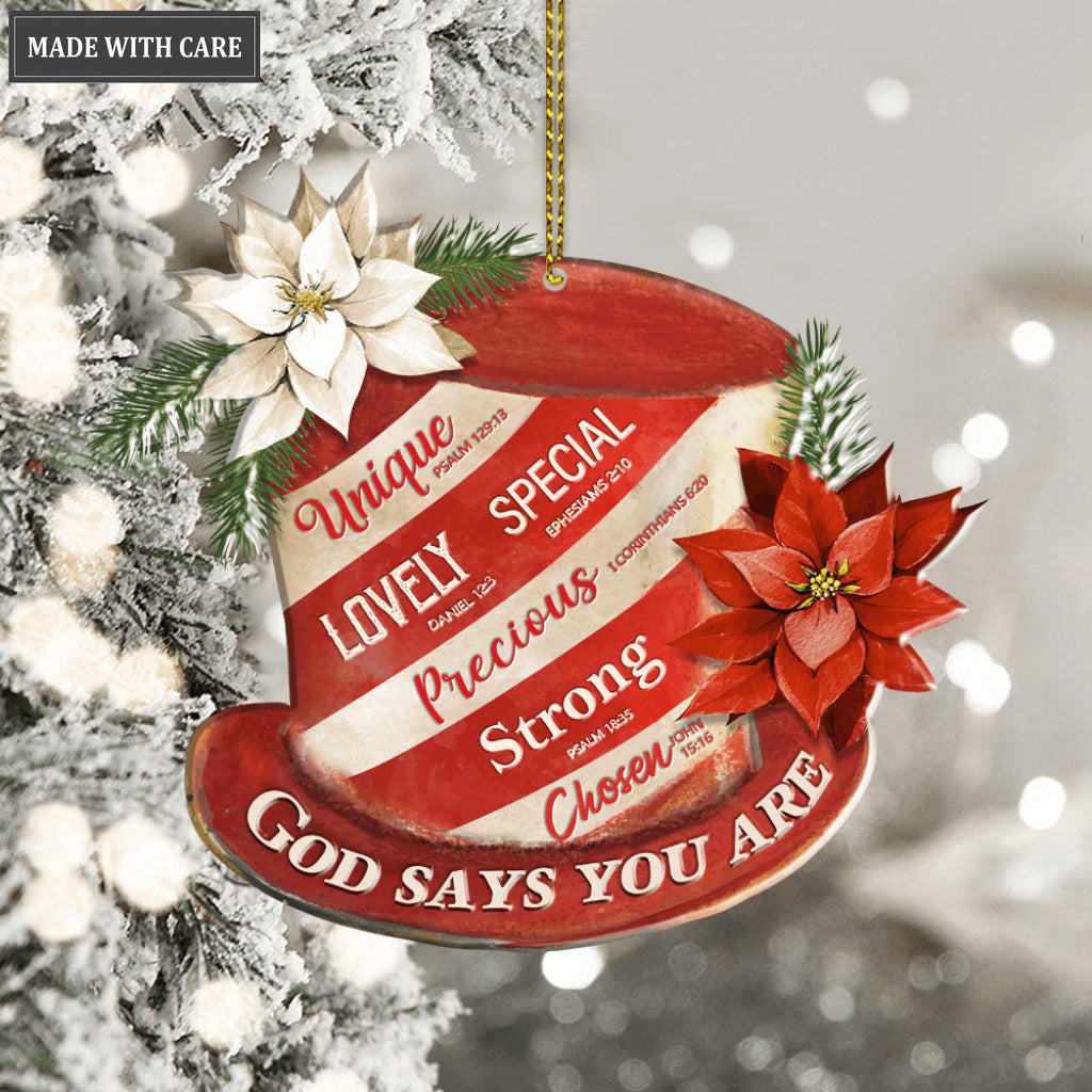 Red And White Snowman Hat God Says You Are Ornament