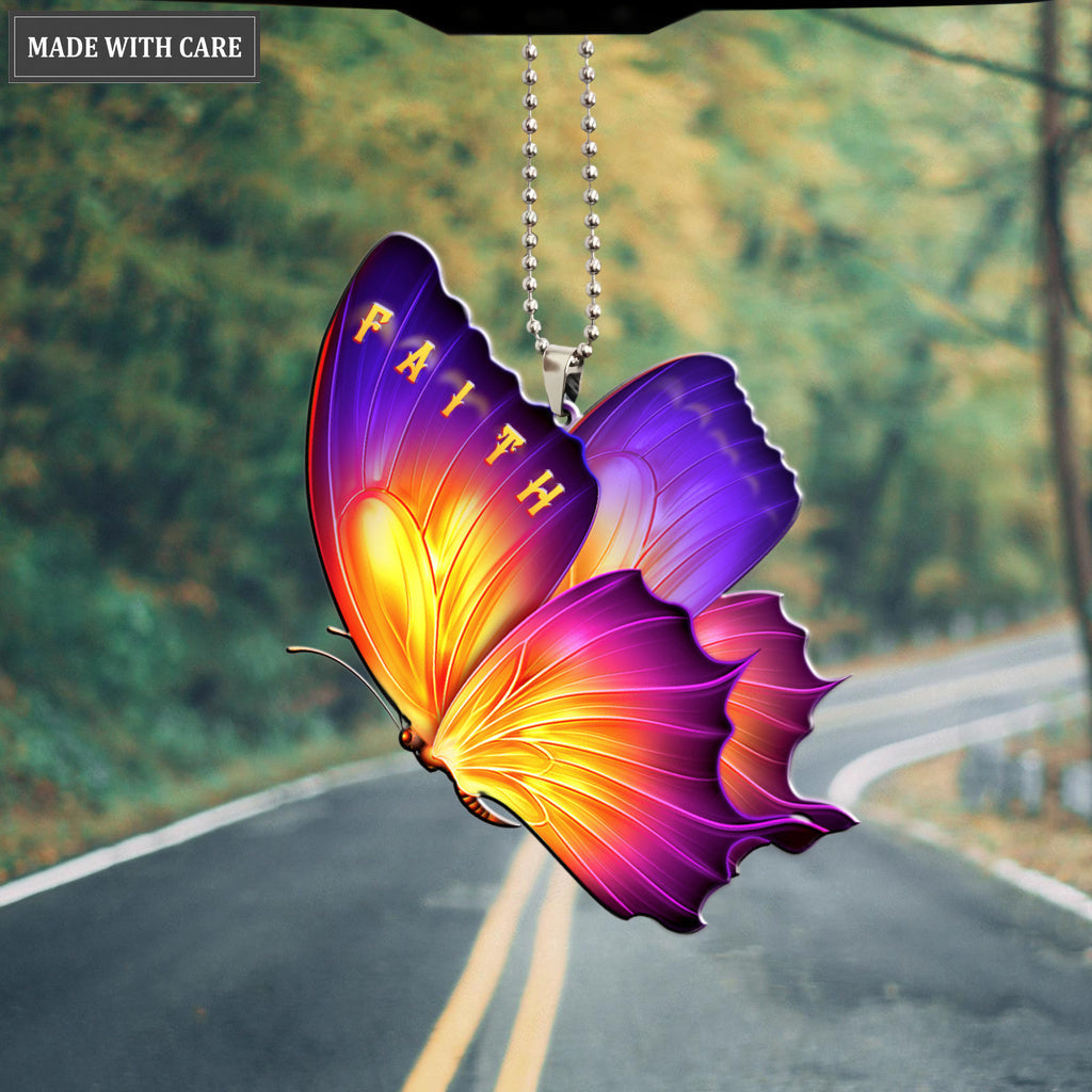 Colorful Butterfly Faith Ornament