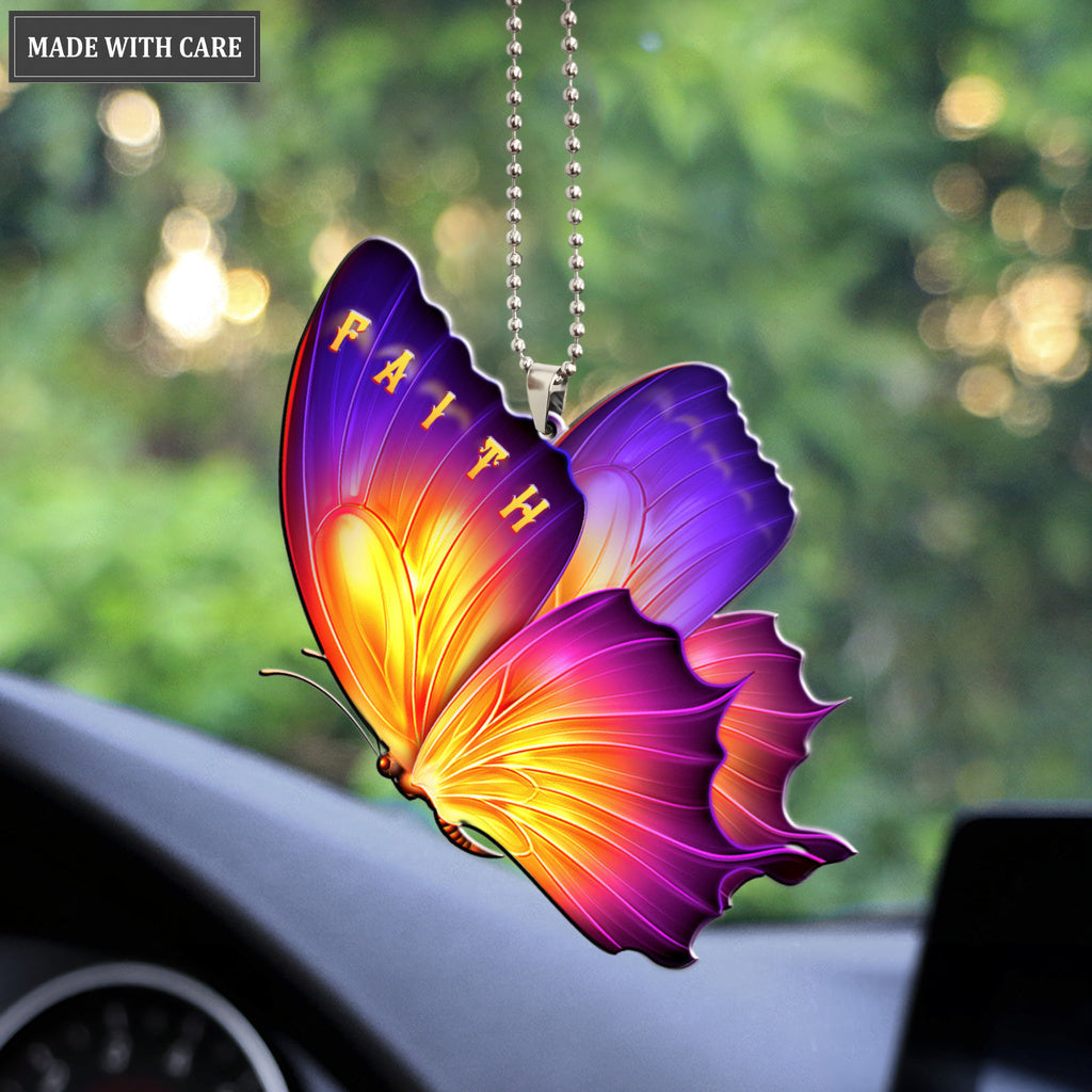 Colorful Butterfly Faith Ornament