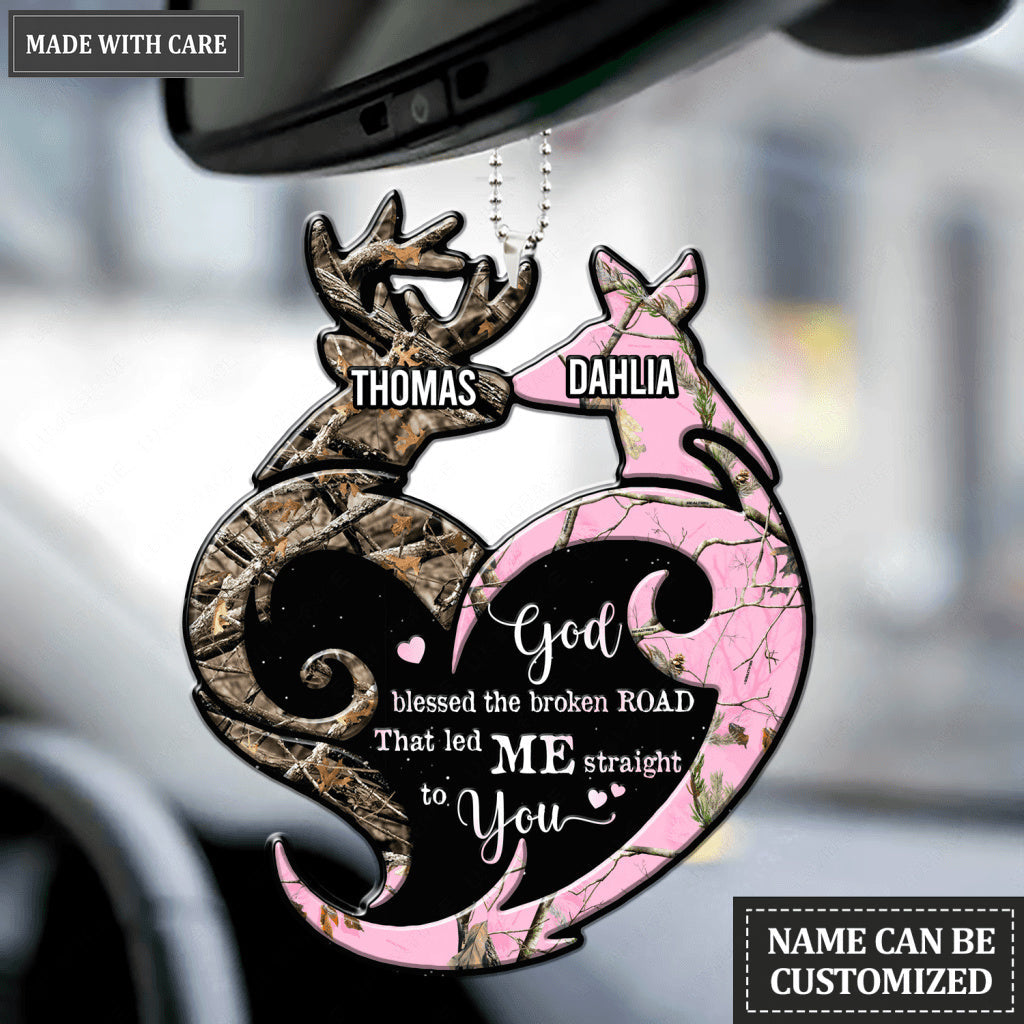 Buck And Doe Tribal Heart God Blessed Personalized Ornament