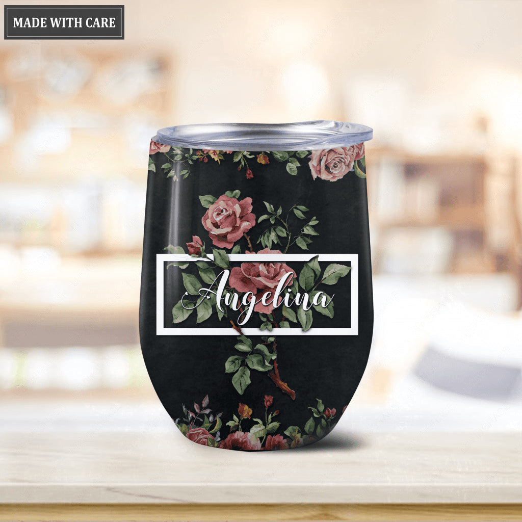 Personalized Floral Be Still And Know Wine Tumbler