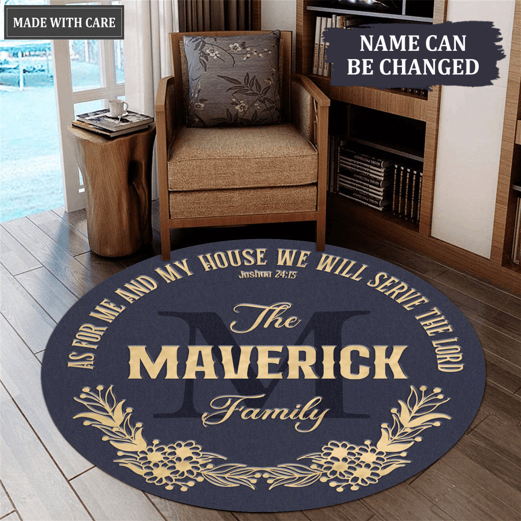 Personalized Serve The Lord Round Rug