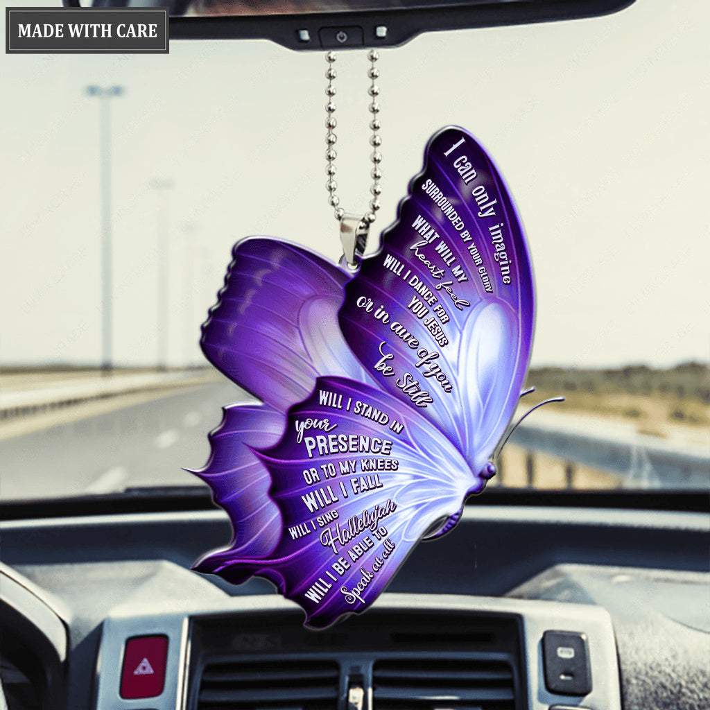 Surrounded By The Glory Purple Flying Butterfly Ornament