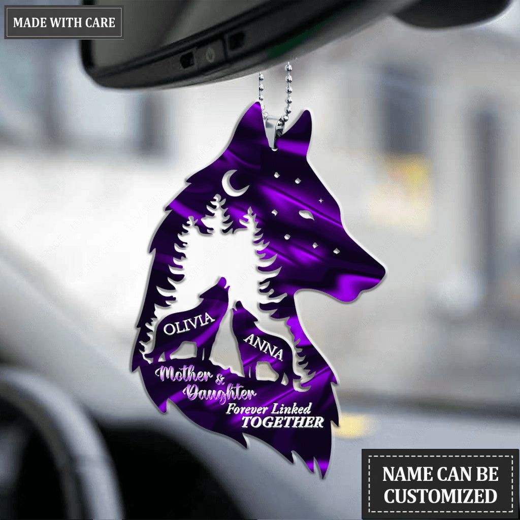 Mother And Daughter Wolf In Forest Personalized Ornament