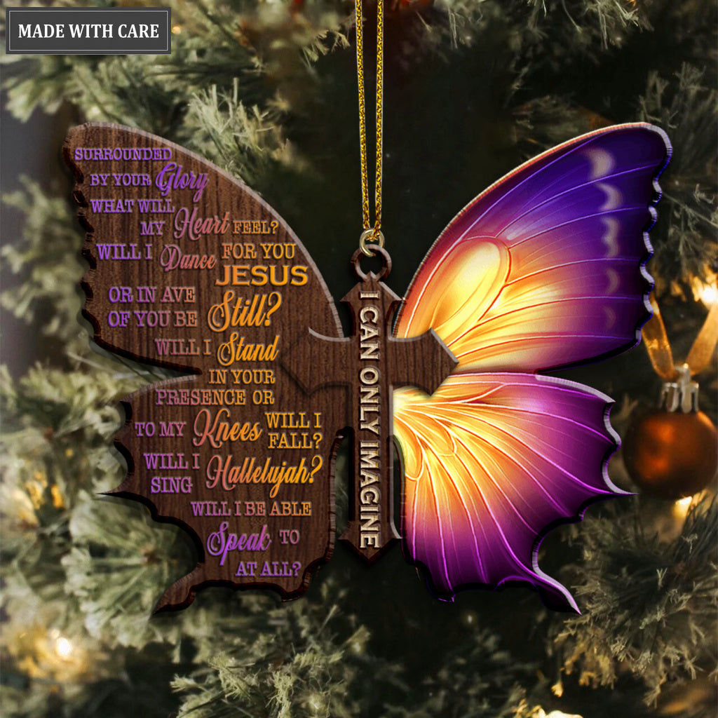 Butterfly Faith Cross Jesus Lover I Can Only Imagine Wood Engraved Ornaments