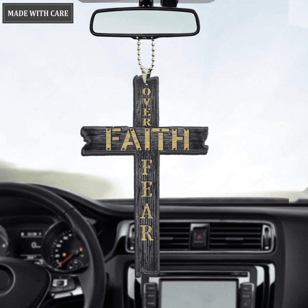 Cross Faith Over Fear Ornament
