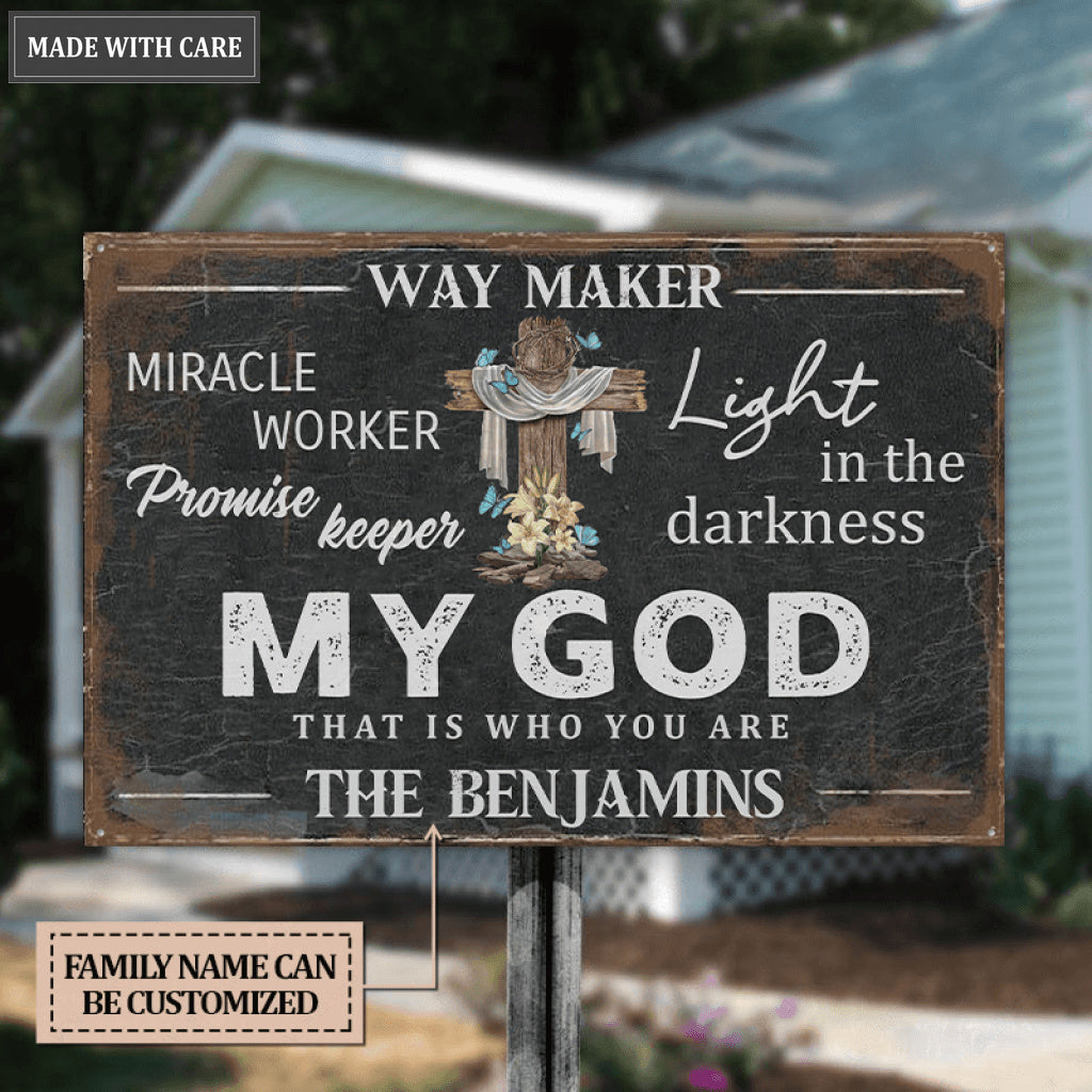 Personalized Flower Way Maker Metal Rectangle Sign