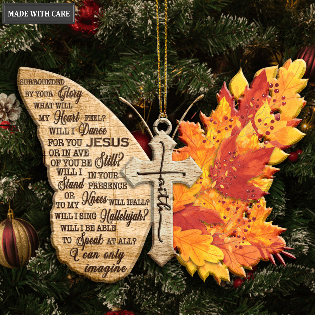 Maple Butterfly Faith Cross I Can Only Imagine Wood Engraved Ornaments