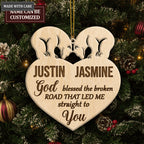 Bear Couple God Blessed Personalized Wood Engraved Ornaments