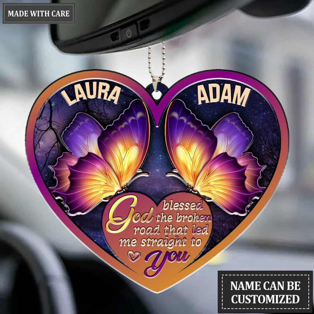 Lunvingrace M14 Butterfly Couple God Blessed Personalized Ornament