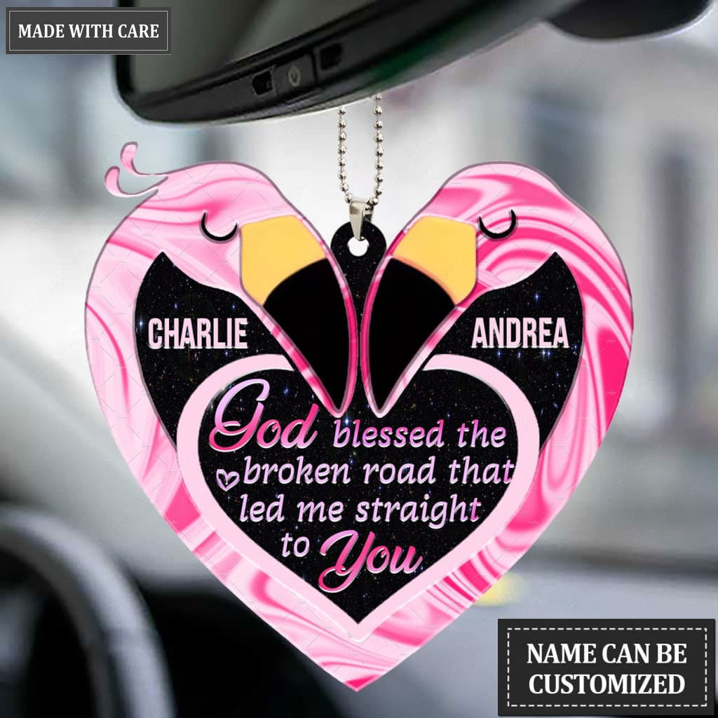 Luvingrace M17 Flamingo Couple God Blessed Personalized Ornament
