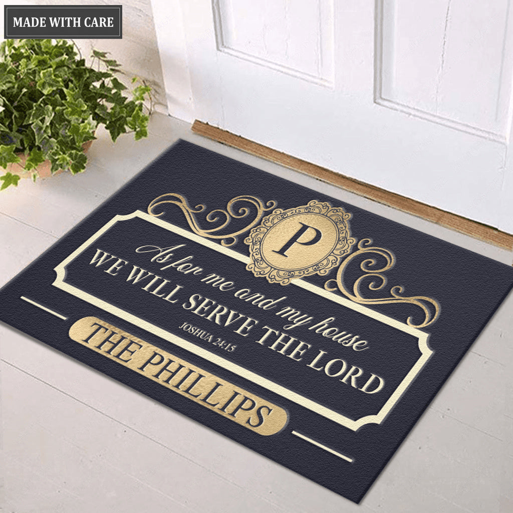 Personalized Elegant Family Home Serve The Lord Doormat