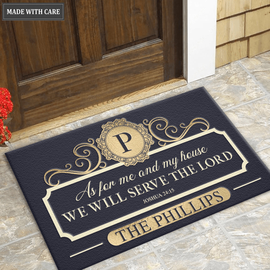 Personalized Elegant Family Home Serve The Lord Doormat