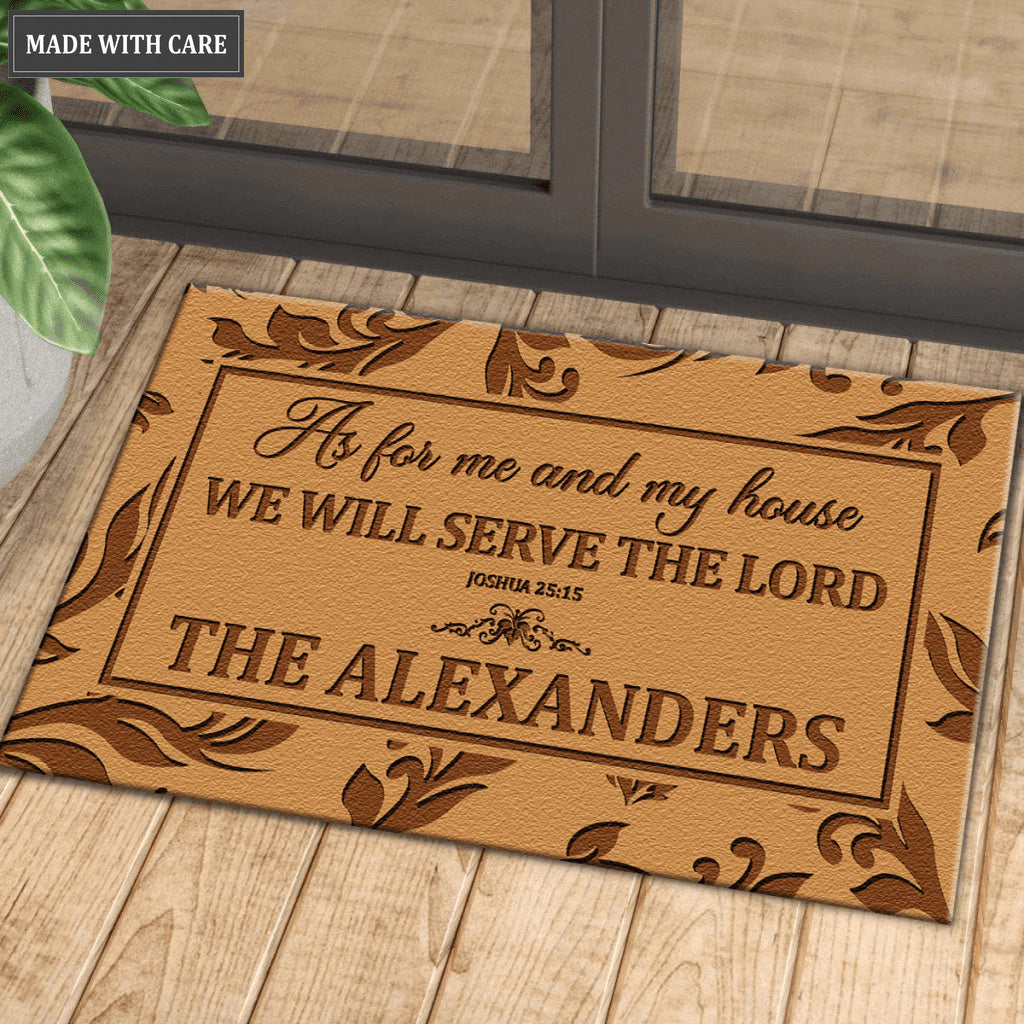 Personalized Serve The Lord Elegant Modern Doormat