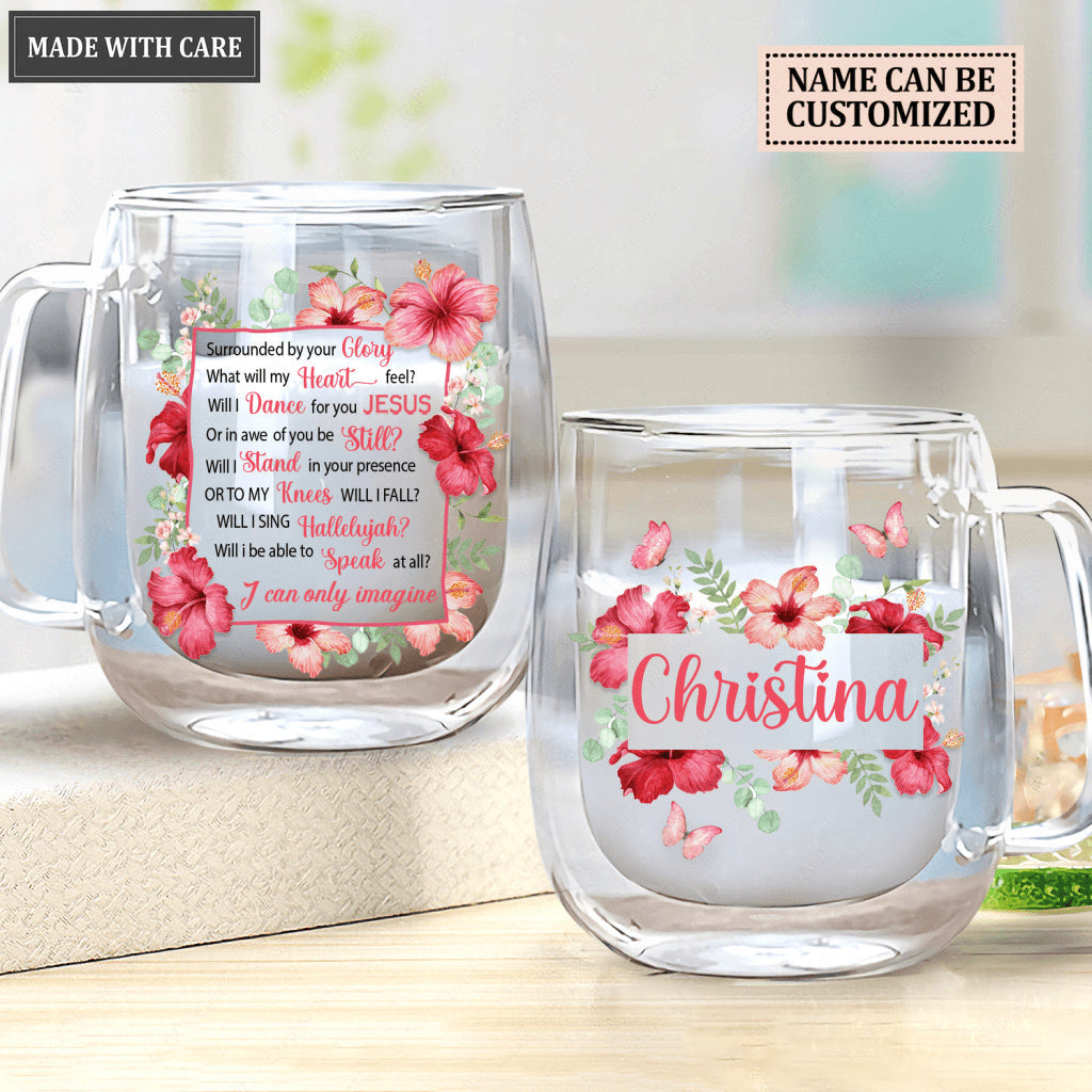 Personalized Dance For Jesus Hibiscus Doubled-Wall Glass Mug