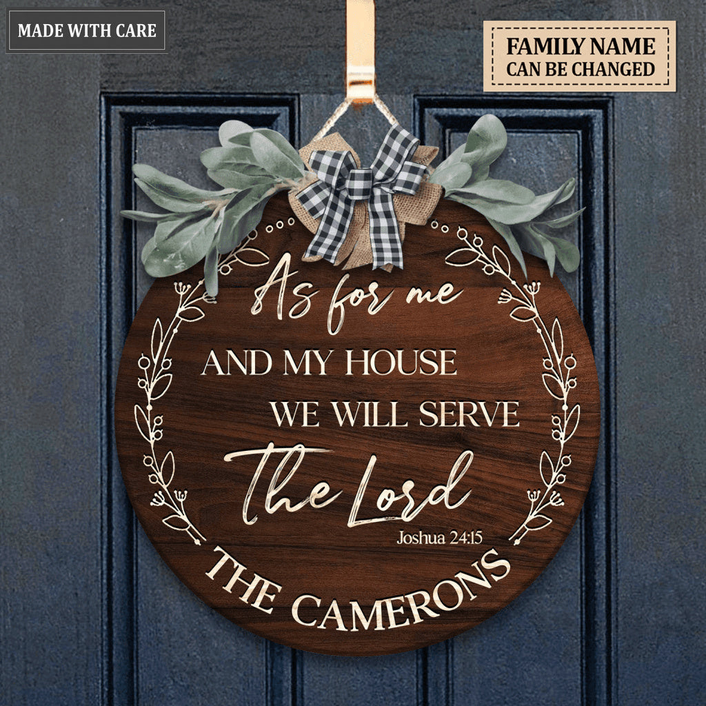 Personalized Family Name Serve The Lord Circle Sign